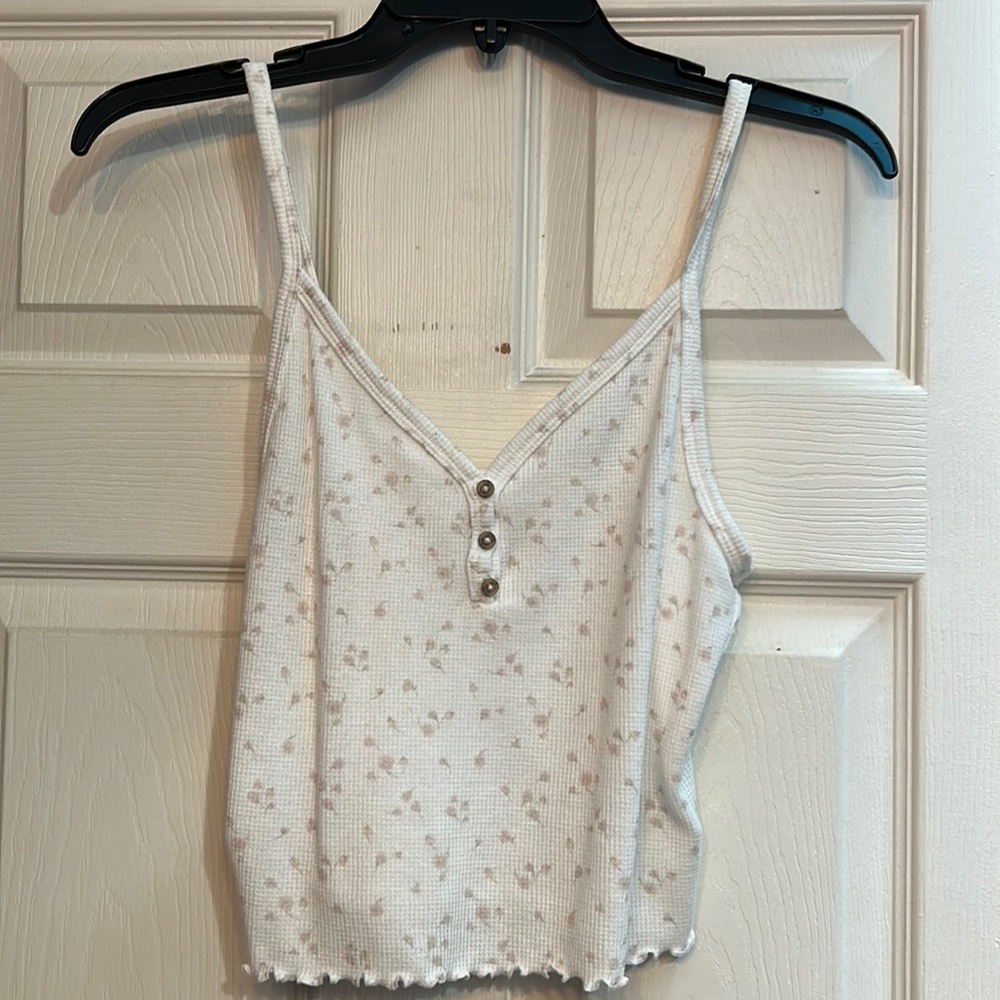 American Eagle Cropped Floral Tank Top Size Small